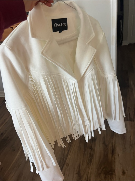 Chartou Jackets & Blazers - Chartou White Fringe Blazer Jacket